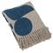 Hello Honey® Blue & Beige Abstract Design Printed Woven Reclaimed Cotton Blend Throw Sheet with Fringe